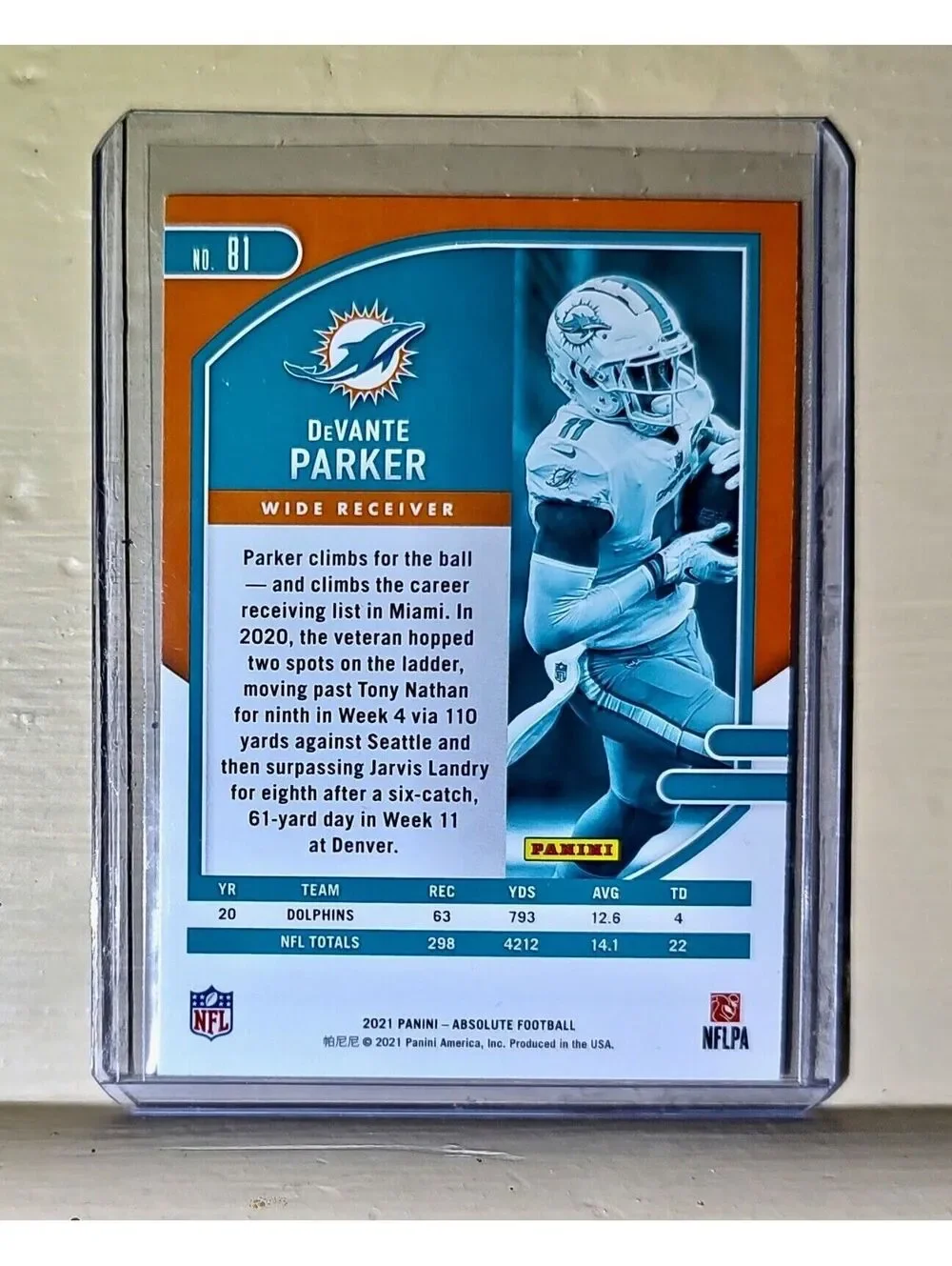 DeVante Parker 2021 Panini NFL Absolute Football #81 Card Dolphins